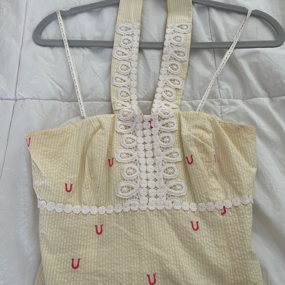 Yellow Halter Dress with Embroidered Details